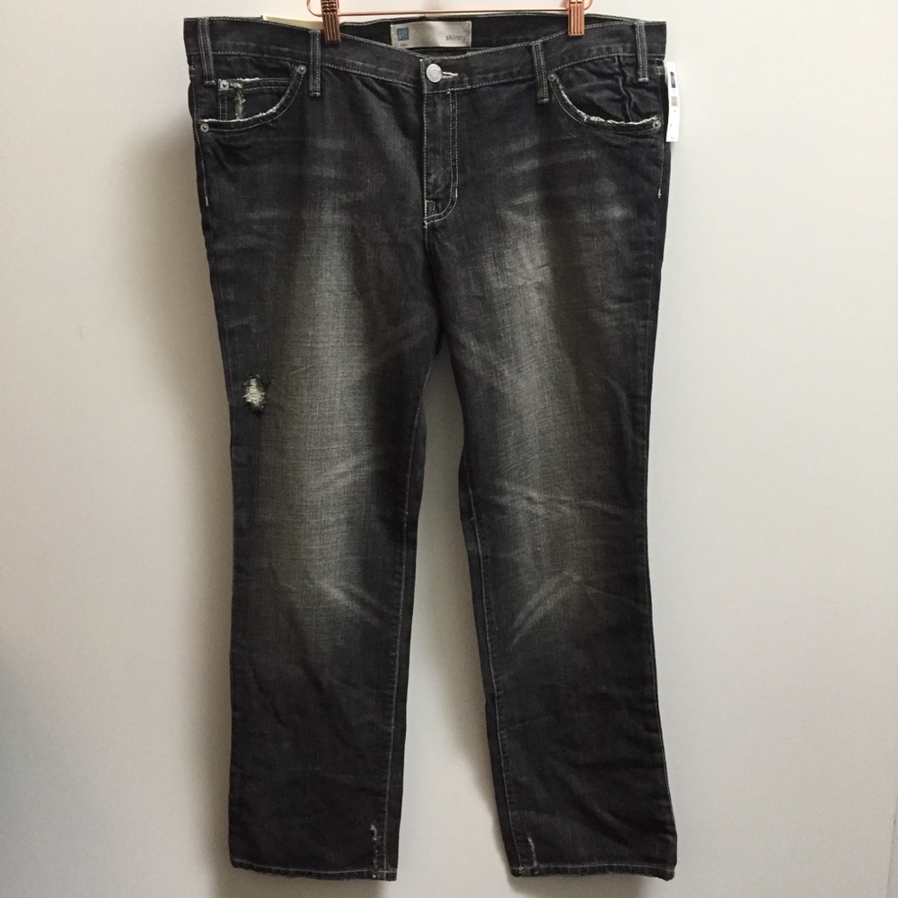 New NWT Gap black skinny distressed jeans plus size 18 18R